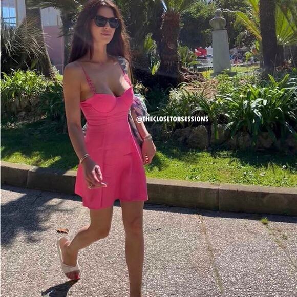 ZARA V-Neck Mini Dress with Link Straps NWT - Picture 8 of 16